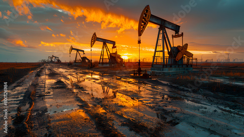 the oil pump in the sunset