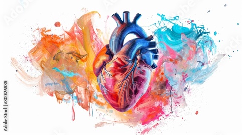 Artistical illustration of human heart photo