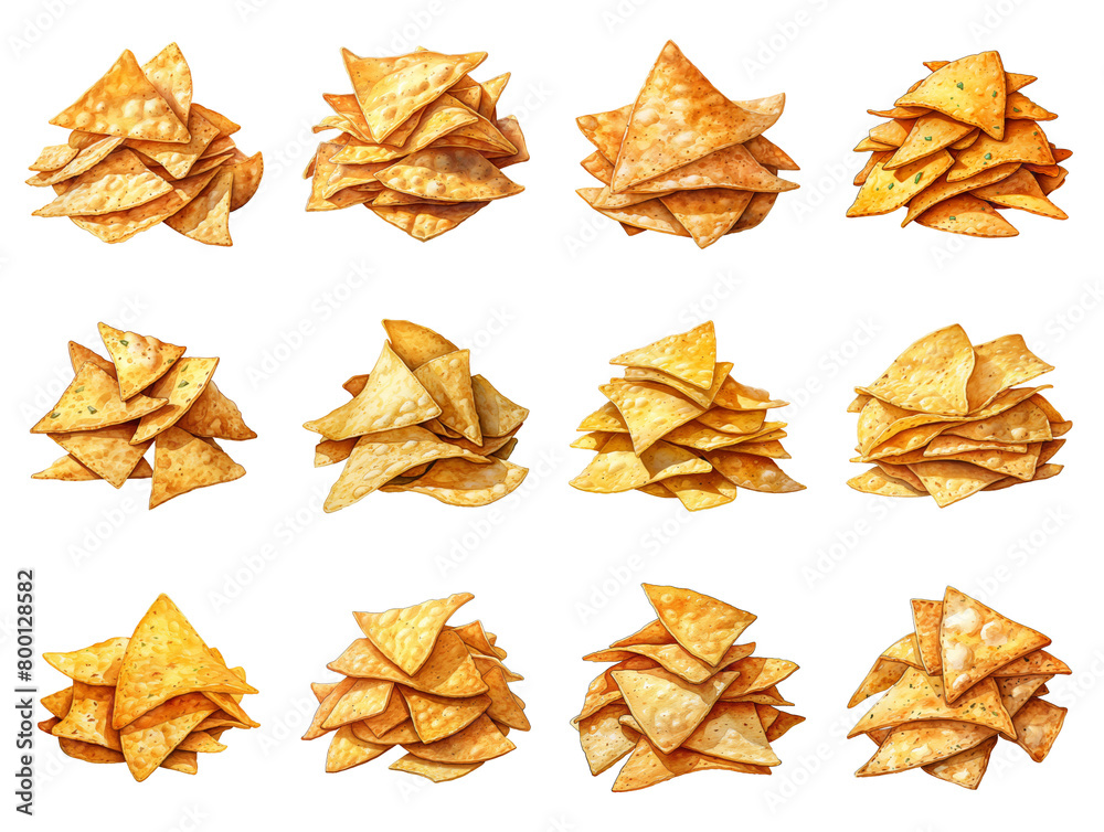 Stack of Golden Triangular Tortilla Chips, Ready for Your Flavorful Dips