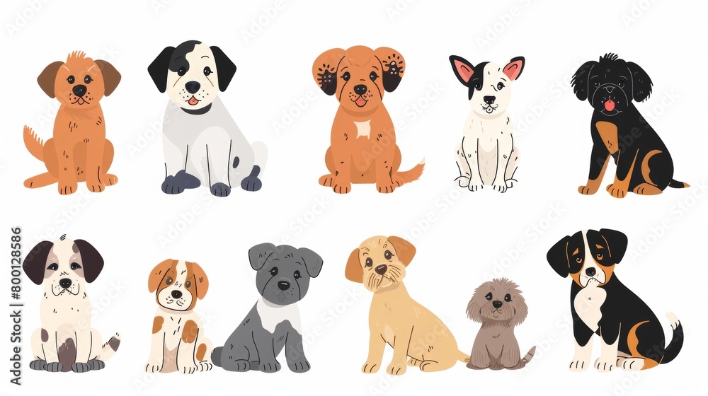 Vector illustration collection of cute dog