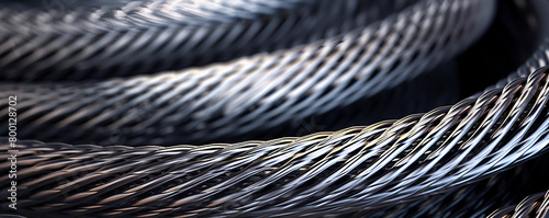 close up of a metal and steel rope wire cables marinas in the rope background  photo