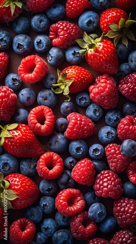 A close-up image of a variety of fresh berries.