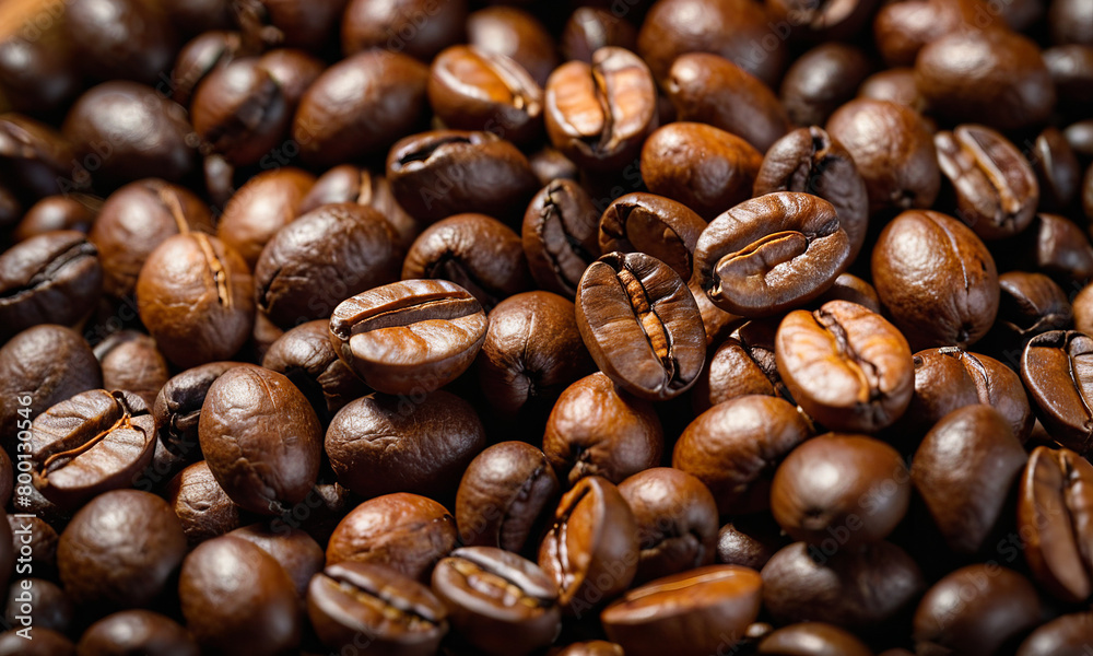 Aromatic roasted coffee beans close-up background Aromatic roasted coffee beans close-up background