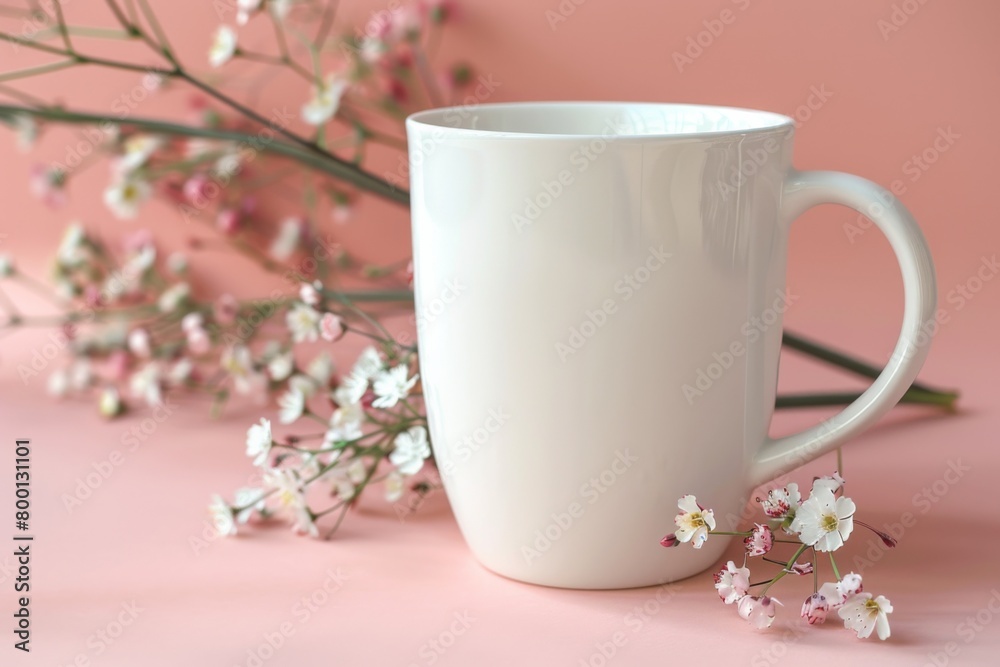 White Blank Mug Mockup in Photographic Scene created with Generative AI White Blank Mug Mockup in Photographic Scene created with Generative AI