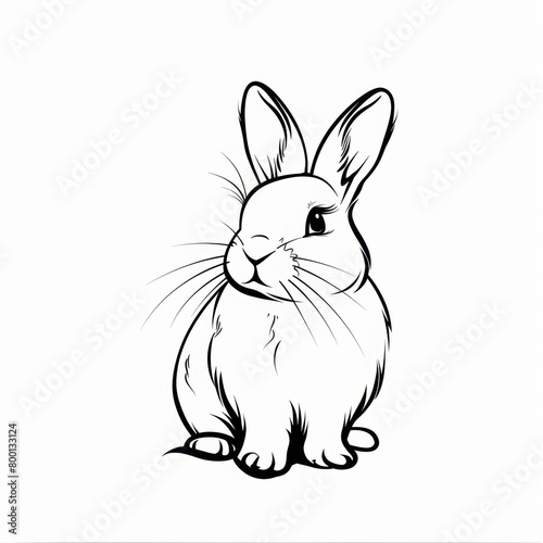Obraz na płótnie Line drawing of rabbit over white background. w salonie