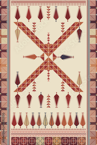 Traditional Palestinian Tatreez, seamless pattern vector template 