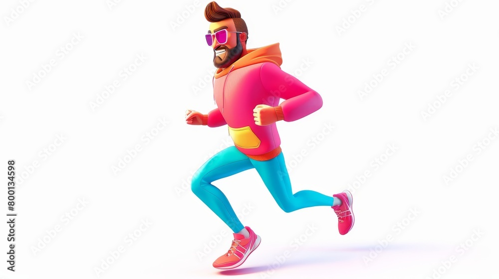 3d character cartoon runner. Isolated on white with copy space 3d character cartoon runner. Isolated on white with copy space