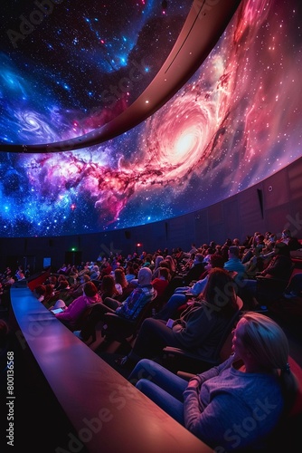 Planetarium audience in awe ultra-wide photo