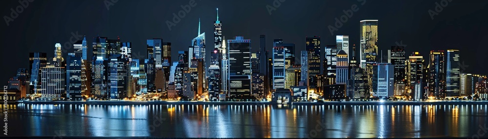 Naklejka premium Scale model cityscape night view