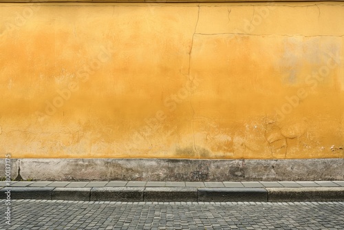 Vibrant Yellow Plastered Wall on a Street