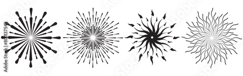 Set of sunburst element. Radial stripes. Collection of ray. Vector design element. Sunburst element radial stripes or sunburst backgrounds. Set of sunburst element. Radial stripes. Collection of ray. 