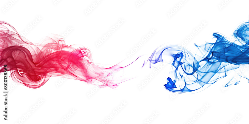 red and blue smoke isolated