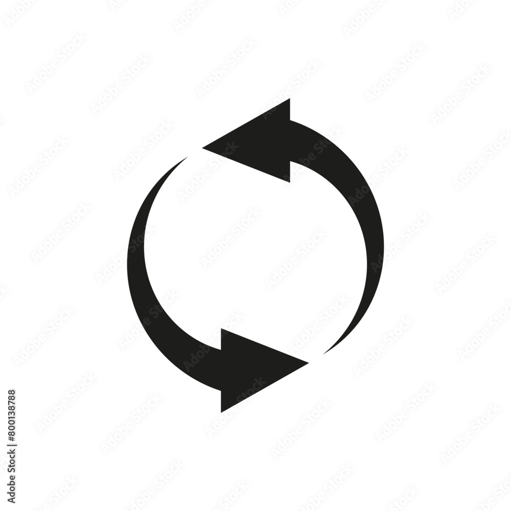 Two semicircular arrows. Following each other in a circle. A pair of semi circle rotating bold arrows. Vector illustration. Two semicircular arrows. Following each other in a circle. A pair of semi circle rotating bold arrows. Vector illustration.
