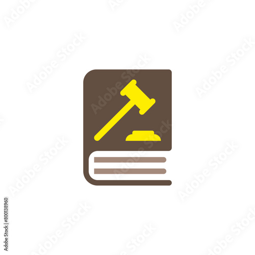 Book icon with judge's gavel. Vector on a white background.