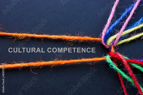 Inscription cultural competence and intertwined colored threads.