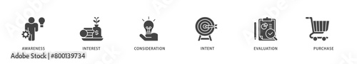 Marketing icons set collection illustration of strategy, concept, communication, target group, online, print and business icon live stroke and easy to edit 