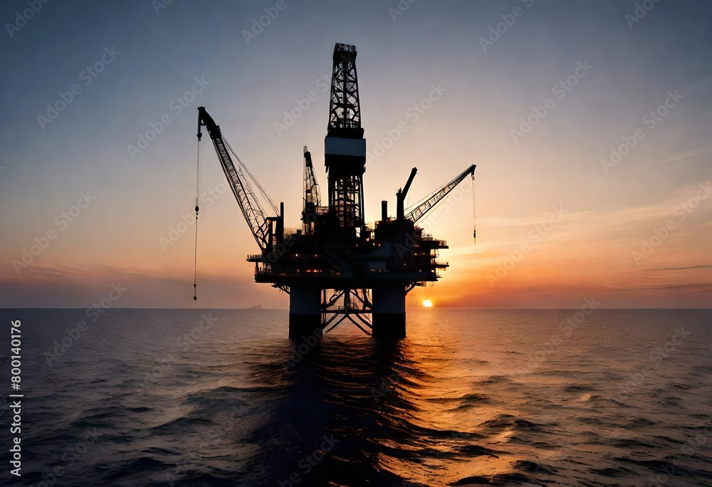 oil rig at sunset