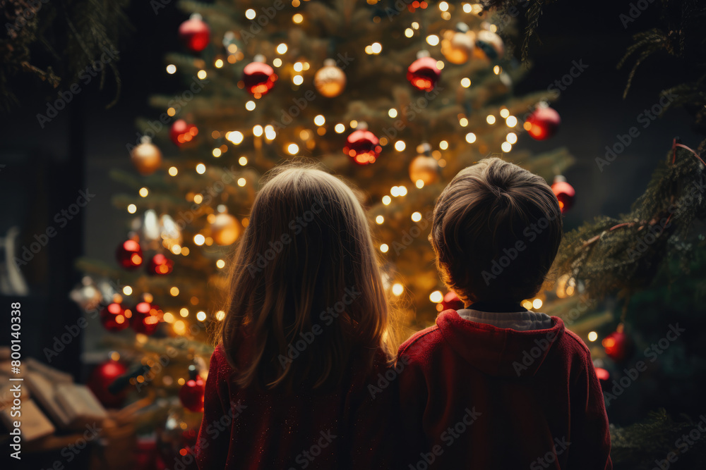 子供, 男の子, 女の子, 子供の後ろ姿, クリスマス, クリスマスツリー, デコレーション, 祝い, children, boy, girl, children's back, christmas, christmas tree, decorations, celebration 子供, 男の子, 女の子, 子供の後ろ姿, クリスマス, クリスマスツリー, デコレーション, 祝い, children, boy, girl, children's back, christmas, christmas tree, decorations, celebration