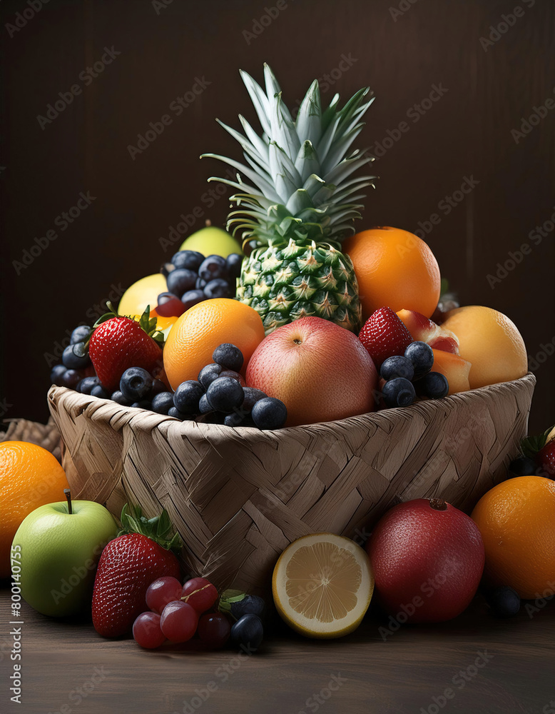 fruit basket with fruits fruit basket with fruits