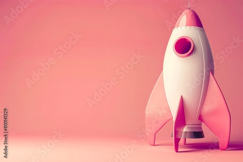 Rocket, simple style, cartoon sense, prominent theme, solid color background, banner with copy space 