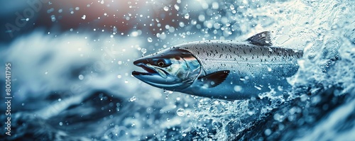 Salmon fish jumping out of water. © Настя Шевчук