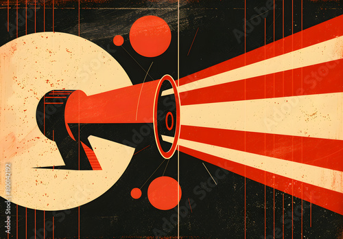 Megaphone or loudspeaker on vintage background