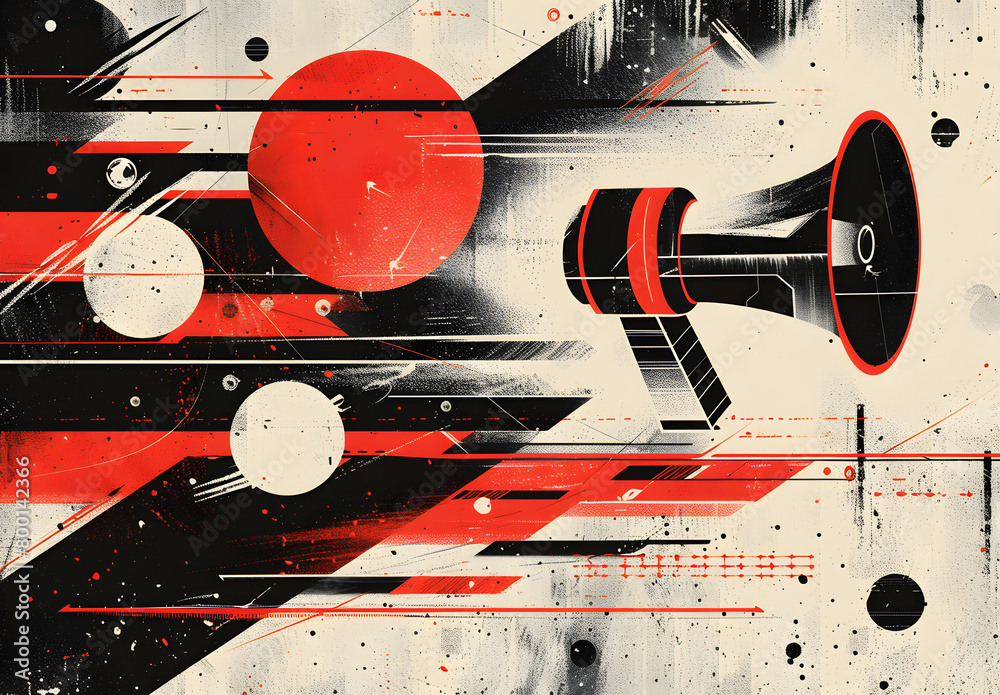 Megaphone or loudspeaker on vintage background