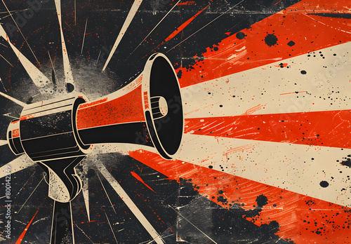 Obraz na płótnie Megaphone or loudspeaker on vintage background w salonie
