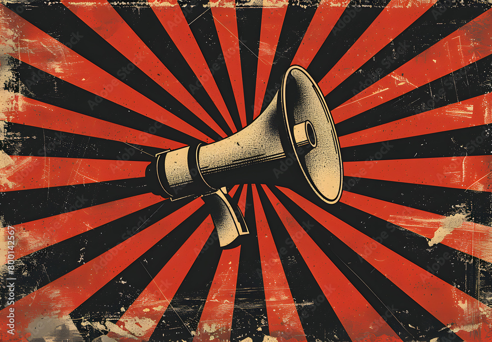 Megaphone or loudspeaker on vintage background