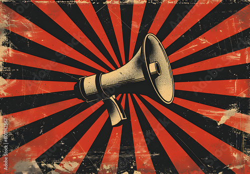 Obraz na płótnie Megaphone or loudspeaker on vintage background w salonie