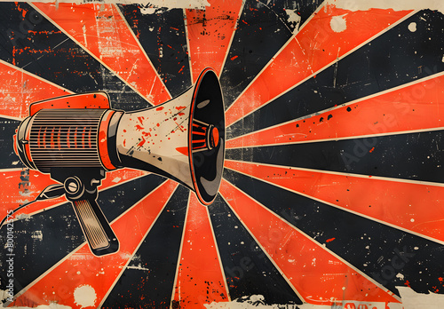 Obraz na płótnie Megaphone or loudspeaker on vintage background w salonie