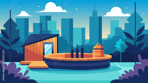 In the midst of a sweltering urban city a modern sauna and spa offers a temporary escape from the heat. Visitors can relax and rejuvenate in the.
