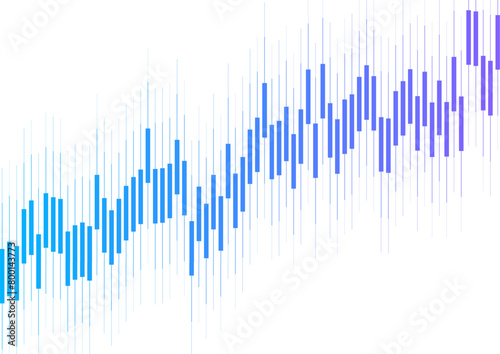 Abstract blue violet growing financial linear graph chart background. Vector lines tech design