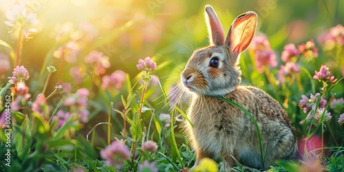 Rabbit in Field. Fresh, Springtime Image. photo