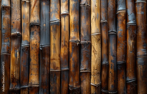 Natural textured bamboo wall close-up photo