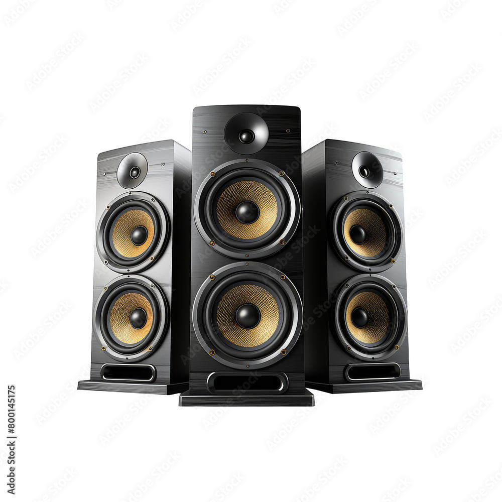 Powerful Audio Speakers Piled in Pyramid isolated Powerful Audio Speakers Piled in Pyramid isolated