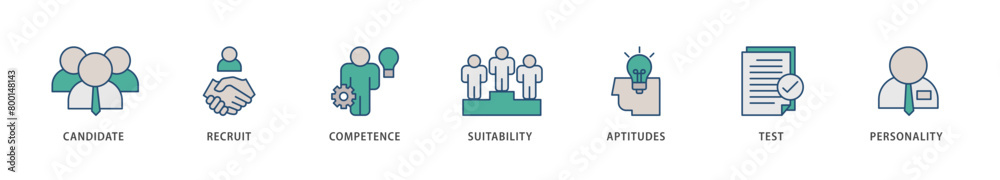 Assessment icons set collection illustration of user candidate, recruit, competence, suitability, aptitudes, test and personality icon live stroke and easy to edit Assessment icons set collection illustration of user candidate, recruit, competence, suitability, aptitudes, test and personality icon live stroke and easy to edit