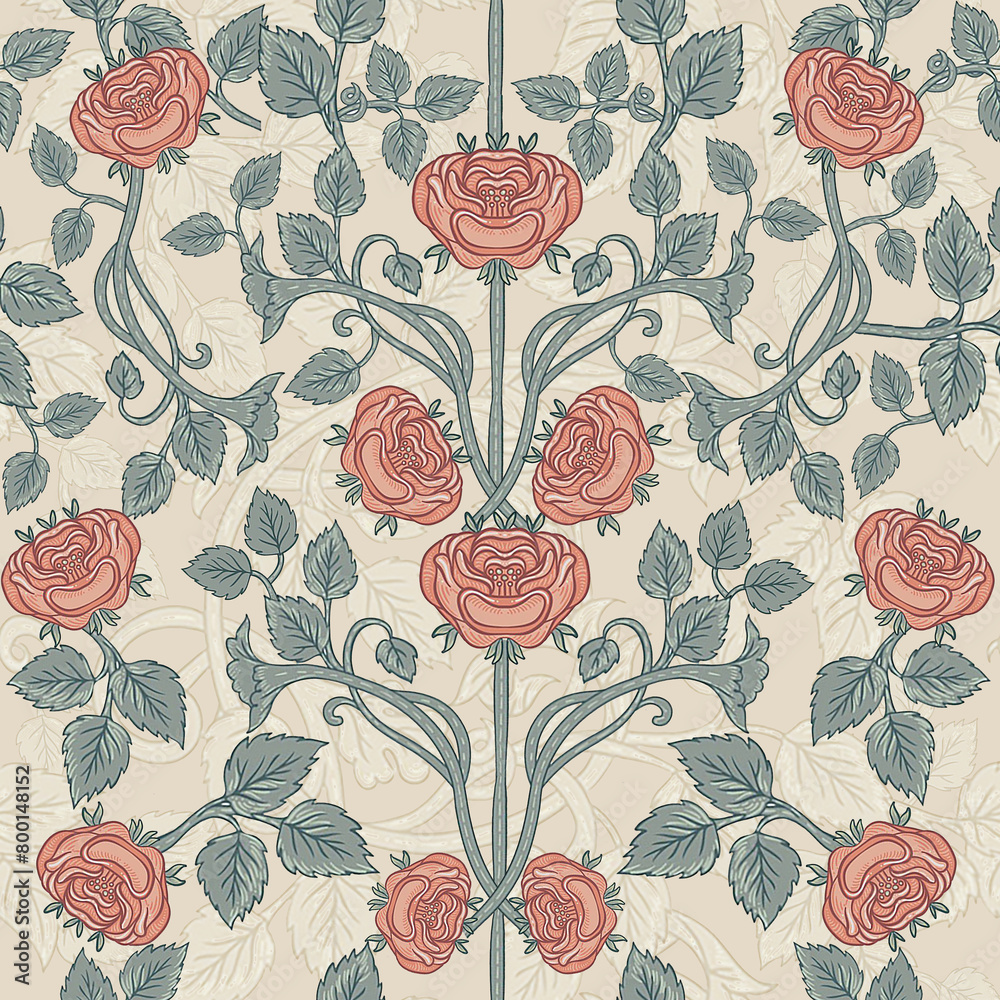 William and Morris seamless floral pattern design, textile pattern design