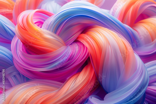 3D Illustration of twisted colorful shapes, 3d render, illustration, art background photo