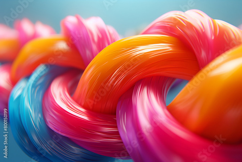 3D Illustration of twisted colorful shapes, 3d render, illustration, art background