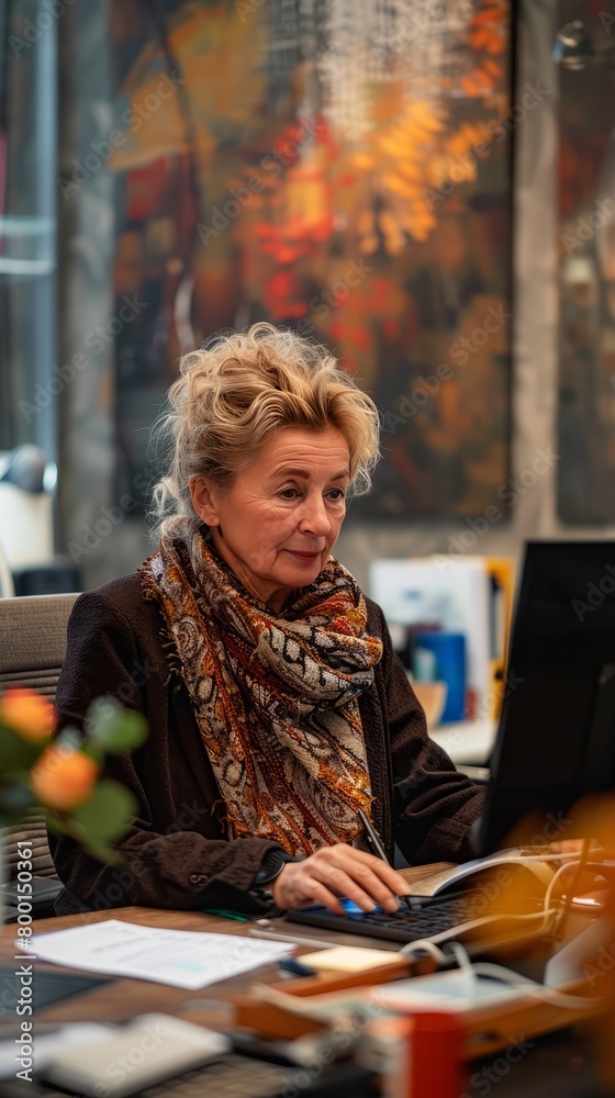50 year old German woman working in her office 50 year old German woman working in her office