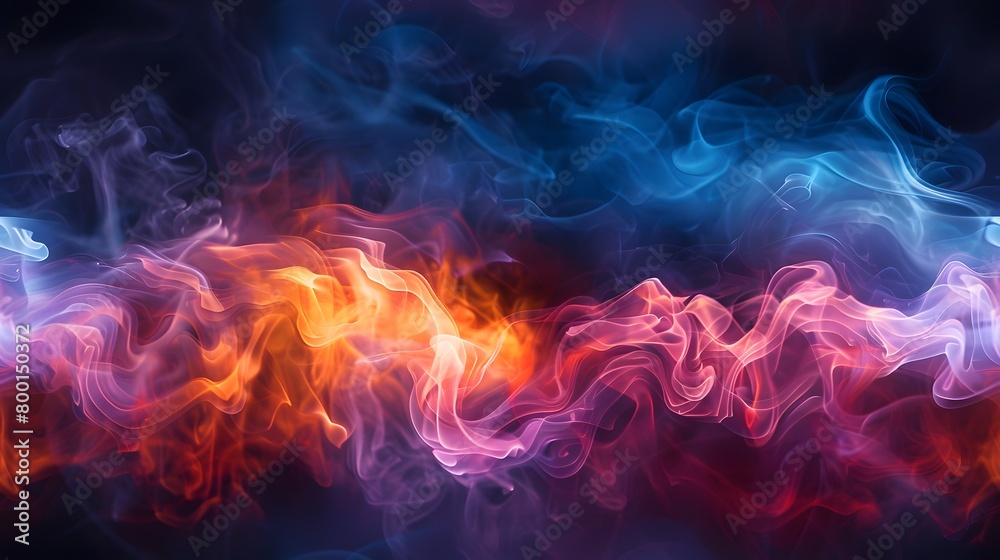 Colorful Waves of Cigarette Smoke: Abstract Artistic Composition