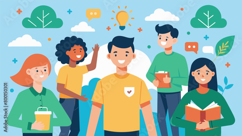 A volunteer program that allows neurodivergent teens to become involved in their community and build valuable skills for independence and future. Vector illustration