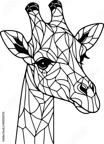 Animal mandala girafe dessin animé style cartoon pour page ou livre de coloriage pour enfant. Isolé du fond, dessin au trait noir totalement transparent et prêt a colorier et ajuster