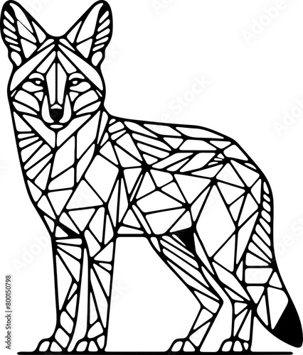 Animal mandala chien loup dessin animé style cartoon pour page ou livre de coloriage pour enfant. Isolé du fond, dessin au trait noir totalement transparent et prêt a colorier et ajuster