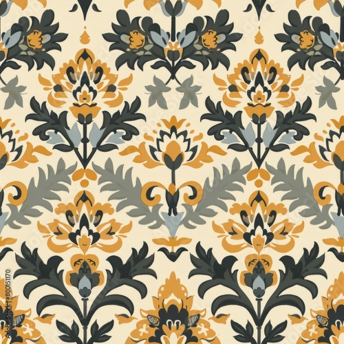Elegant Vintage Floral Pattern in Earthy Tones Wallpaper Design