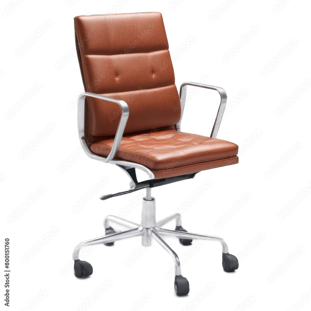 Obraz premium Brown leather chair isolated on transparent background.