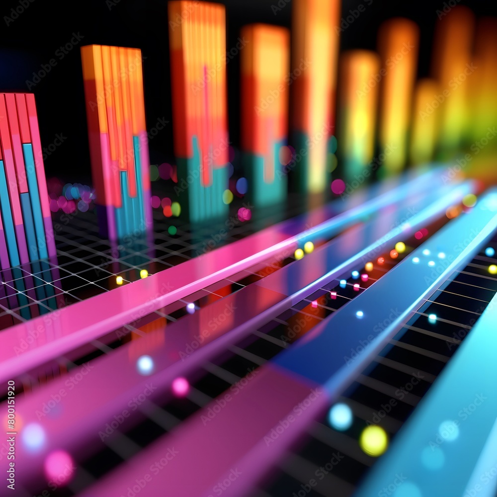 A colorful representation of a graph with different colored bars. A colorful representation of a graph with different colored bars.