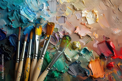 Colorful paintbrush strokes and palettes