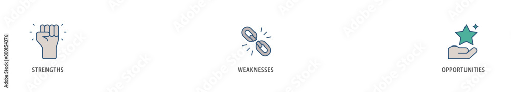 SWOT icons set collection illustration of value, goal, break chain, low battery, growth, check, minus, and crisis icon live stroke and easy to edit SWOT icons set collection illustration of value, goal, break chain, low battery, growth, check, minus, and crisis icon live stroke and easy to edit